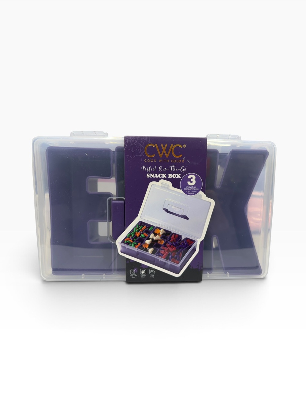 CWC Cook With Color Halloween Snack Box Purple 3 Compartment Serving Tray NWT
